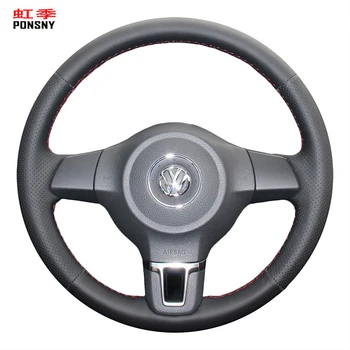 

PONSNY Car Steering Wheel Covers Case for Volkswagen VW Golf 6 Santana NF Jetta POLO BORA TOURAN Auto Hand-stitched Cover