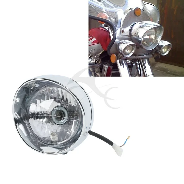 Хромированная передняя пулевидная фара для мотоцикла Harley Cruise Honda Steed Shadow