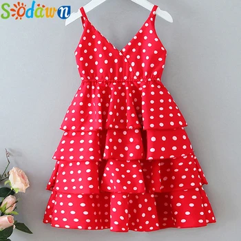 

Sodawn 2020 Girls Dress Summer New Dress Dot Vest V-neck Check Sleeveless Princess Dress Girl Baby Toddler Cake Dress