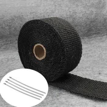 

Roll Fiberglass Exhaust Manifold Headers Pipe Heat Wrap Tape Blacks +4 Ties Kit