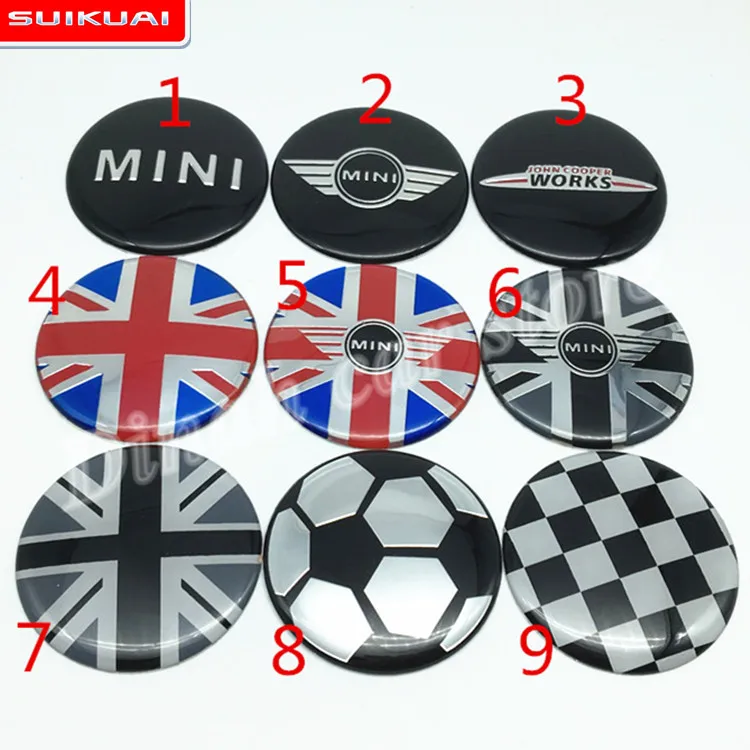

4pcs 52mm colorful England Flag MINI WORKS S auto Car Wheel Center Hub Caps Badge wheel Dust-proof covers logo 3D Stickers Decal