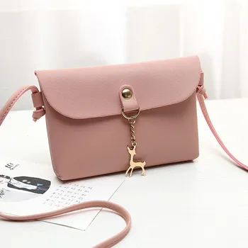 

Small Women Deer Pendant PU Handbag Solid Color Crossbody Ladies Bags Designer Brand Clutch Shoulder Bag Sac bolso mujer #15