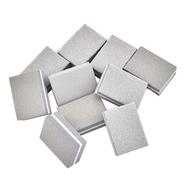 10Pcs Professional Mini Sponge Nail Polish Sanding Buffer Strips Tools Nail Art File Double-sided Small Manicure Sponge File Gray