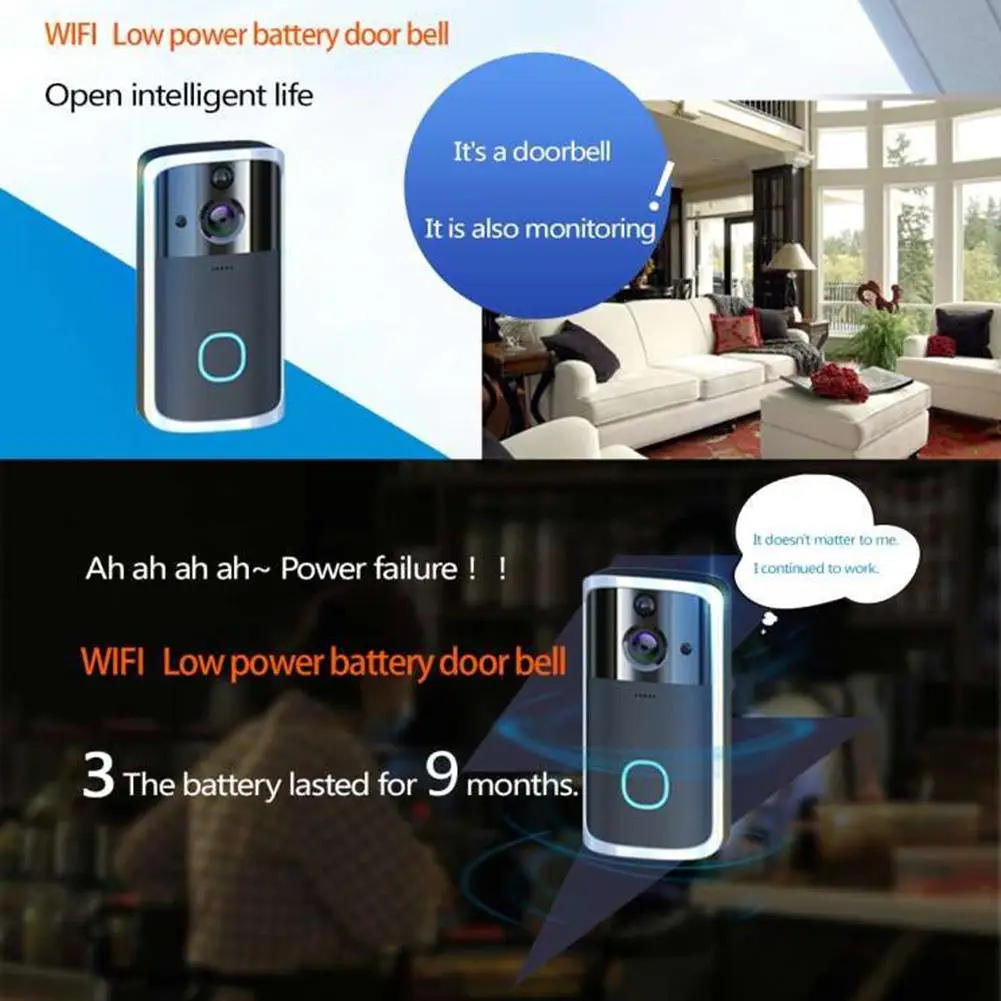 

M7 Smart WiFi Doorbell Video Remote Home Monitoring Intercom Wireless DoorBell Ip Camera Wireless Doorbell Video Surveillance