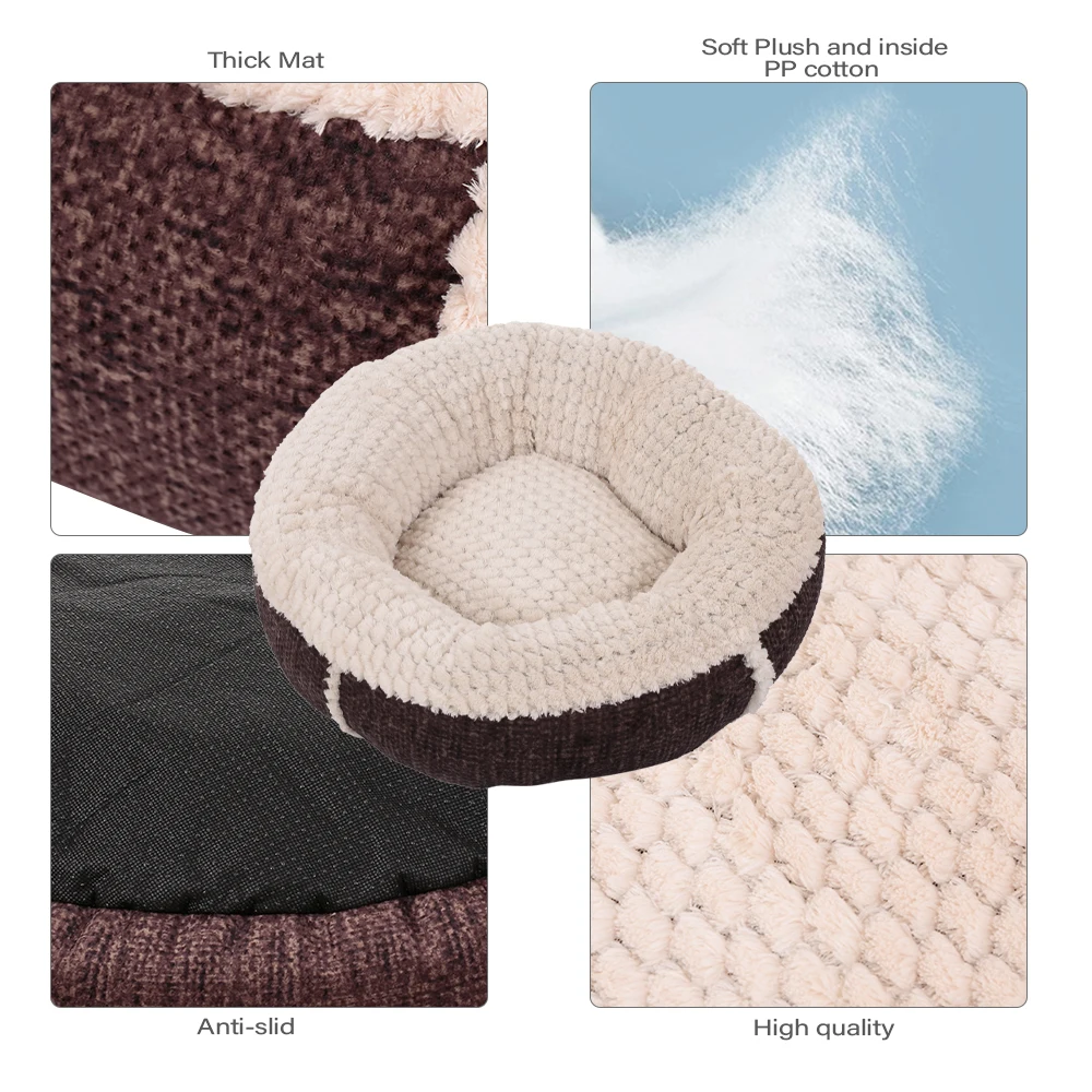 

Hot 3 Sizes Stylish Warm Dog Bed Non-slip Washable Soft Mats for Small Medium Dog Autumn Winter Pet Beds Dog House Cat Bed