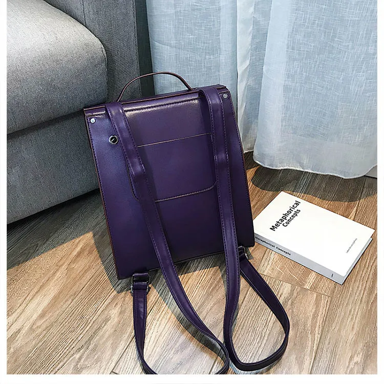 Black White Girls School College Backpacks Vintage Leather Luxury Brand Womens Backpack Preppy Style Back Bags Shoulder Satchels (15)