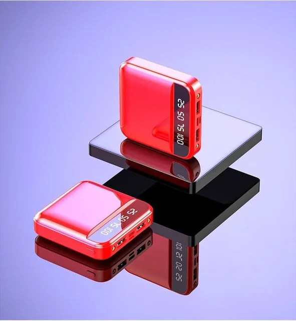 Red1 Mi ni power Bank, 30000 мА/ч, для iPhone X, Xiaomi mi, power bank, Pover Bank, зарядное устройство, два порта Usb, внешняя батарея, повербанк, портативный - Цвет: Red1