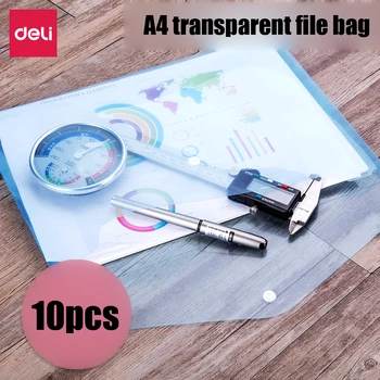

10pcs/pack Transparent File Bag A4 Thicken Document Snap Bag Card Bills Clips Waterproof Plastic Data Storage Folder Dropship