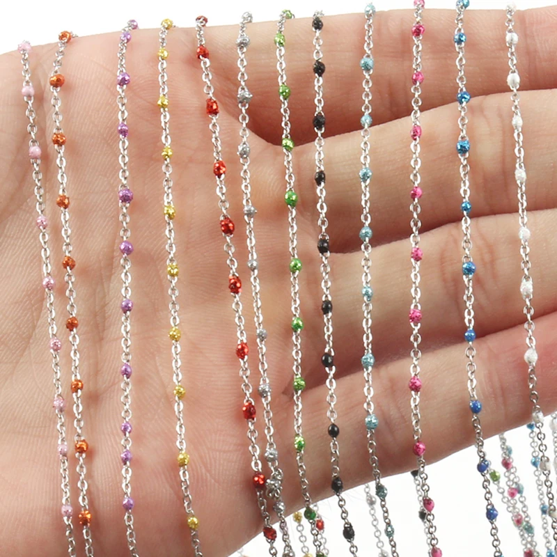 Cadena envuelta en para collares, pulseras, tobilleras, accesorios de joyería DIY, Color plateado, hecho a mano, 1 metro - AliExpress Joyería y accesorios