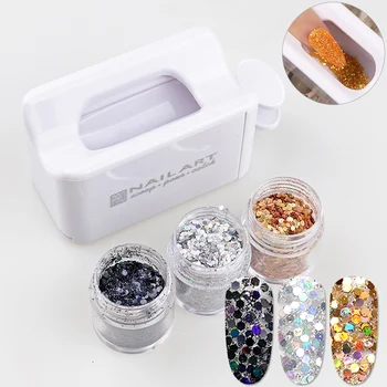 

Full Nail Art Kit Set Acrylic Recycling Container Box+ Glitter Powder Flakes Caviar Beads For Nails Manicure nailart Set