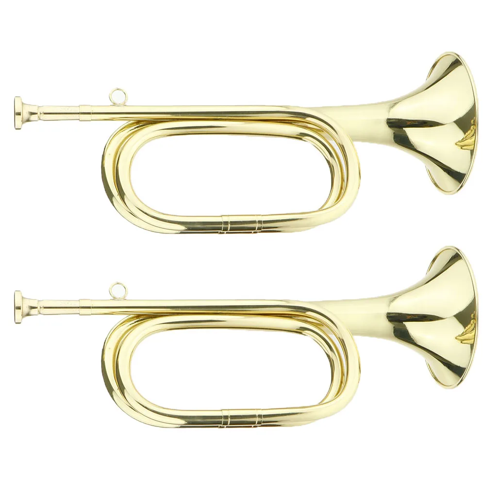 MagiDeal 2pcs Students Brass Bugle Cavalry Trumpet Musical Instrument