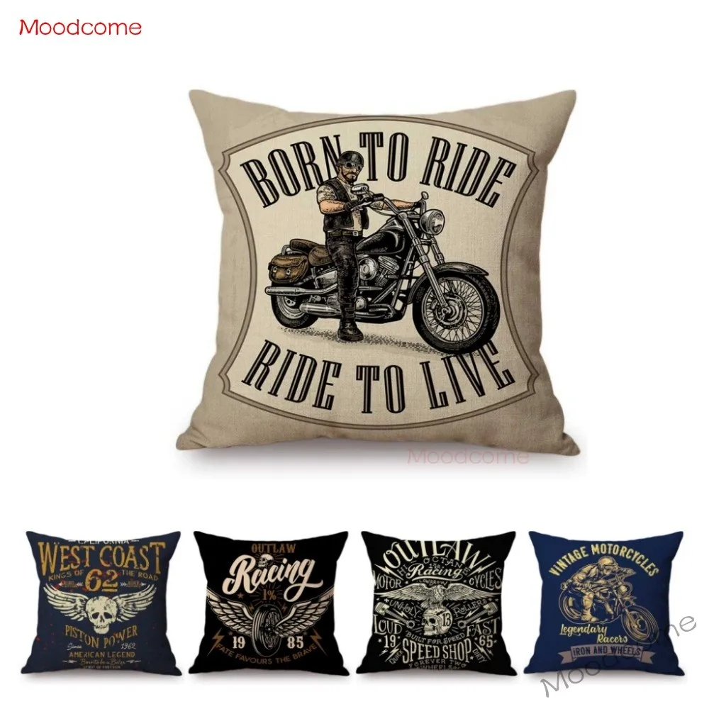 1" Винтажный постер для езды на мотоцикле в клубе" Born to Ride Live to Ride Throw ", Чехол для подушки в американском стиле, Подарочный чехол для подушки Bf