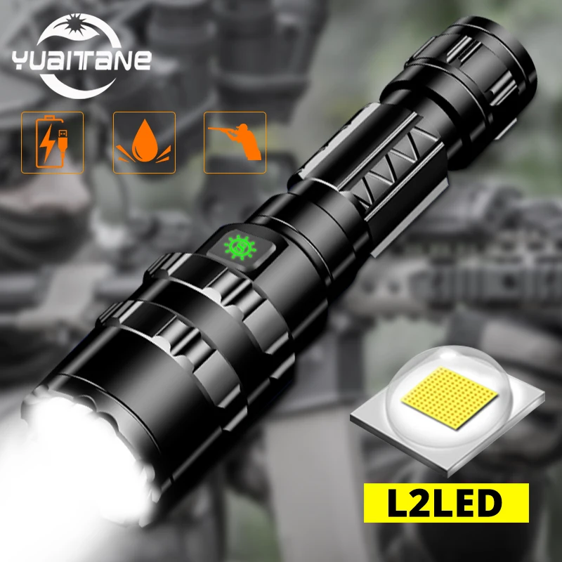 Skup 7000 lumenów LED Tactical latarka ultra jasny USB akumulator wodoodporna Scout lekka latarka oświetlenie na polowanie 5 trybów przez 1*18650
