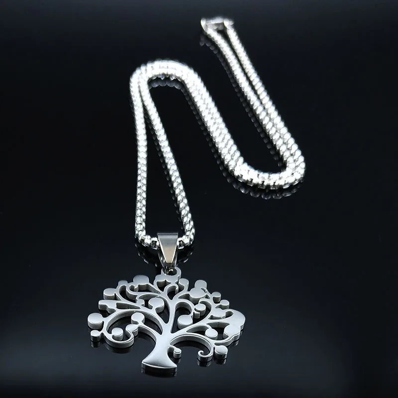 Модное ожерелье «Древо жизни», женское серебряное ожерелье, ожерелье из нержавеющей стали с подвеской, ювелирное ожерелье N19609