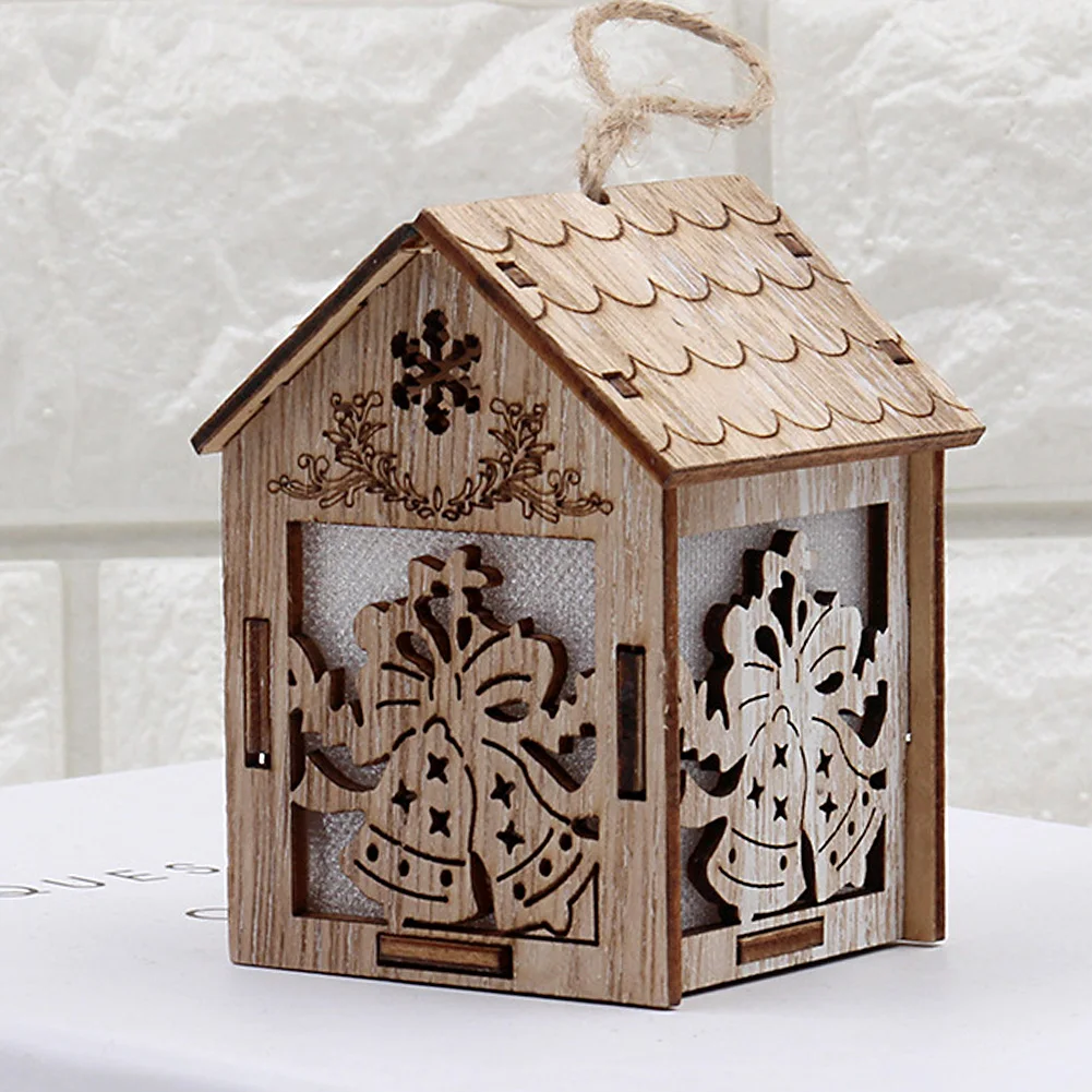 

Christmas House Pendant Wooden Light Gift Decoration Tree Ornaments Hanging Festival Table Led Home Decor
