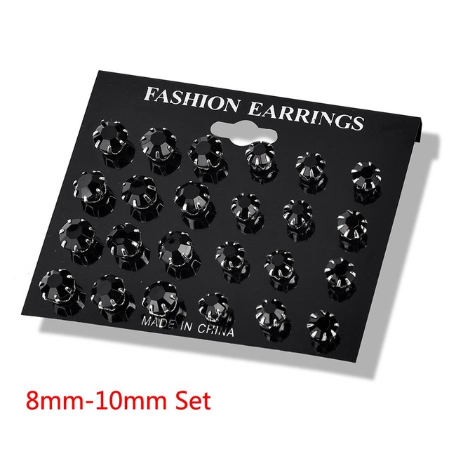 12 Pair/Pack White Shiny Wedding Stud Earrings Set For Women Men Crystal Jewelry Accessories Oorbellen Jewelry Earrings