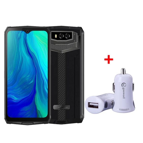 Blackview BV9100 13000 мАч 30 Вт Быстрая зарядка смартфон 6,3 ''FHD+ 4 Гб 64 Гб Helio P35 Восьмиядерный Android 9,0 IP68 прочный мобильный телефон - Цвет: Add Car Charger