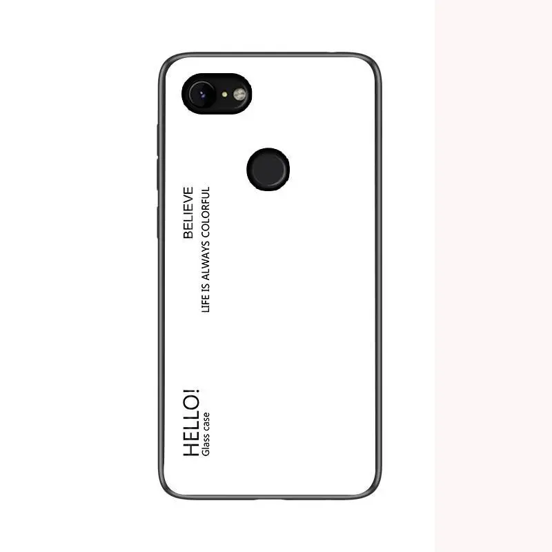 Белый Чехлы для Google Pixel 2XL 3XL 3A XL, роскошные градиентные закаленные стеклянные чехлы для телефонов Google Pixel 2 3, жесткий чехол с мягким краем - Цвет: Белый