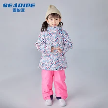 Детский лыжный костюм брендовая ветронепроницаемая Водонепроницаемая теплая куртка для девочек и штаны, зимний комплект для катания на лыжах и сноуборде