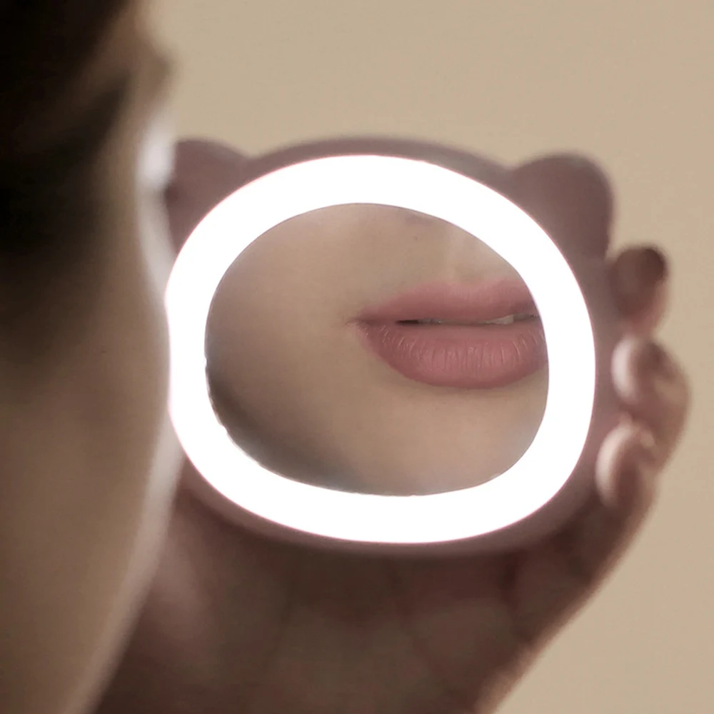 Светодиодный мини-зеркало для макияжа, маленькое круглое зеркало, зарядка через usb, светильник, маленькое зеркало, портативное зеркало для макияжа, мини-заполняющий светильник
