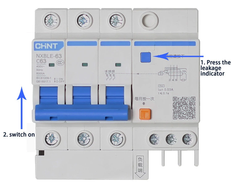 CHINT AC230/400 V NXBLE-63 3P устройство остаточного тока C 40 50 63A Тип C защита от утечки земли защита от короткого замыкания