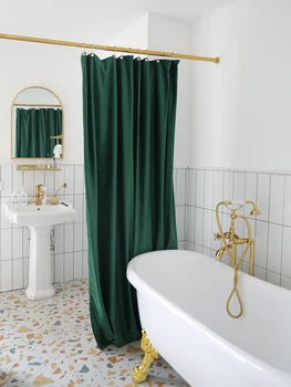 

LIANGQI Thick double velvet shower curtain free punching tarpaulin warm curtains bathroom waterproof partition curtain gift ball