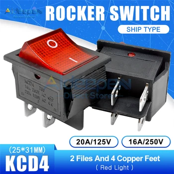 

KCD4 Rocker Switch AC 16A/250V 20A/125V ON-OFF 2/3Position 4/6 Pins With Light Power Switch With Dust Waterproof Cap 25x31mm