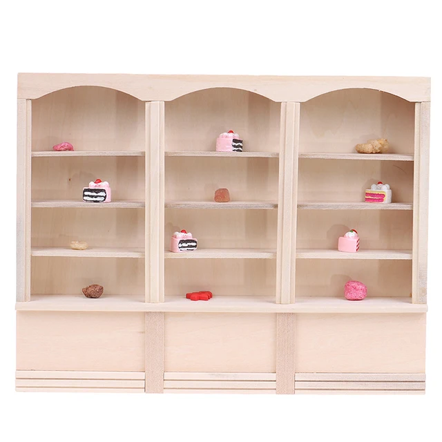 1/12 Dollhouse Miniature Bookcase Display Shelf Modern Style Doll House Furniture Toys 2