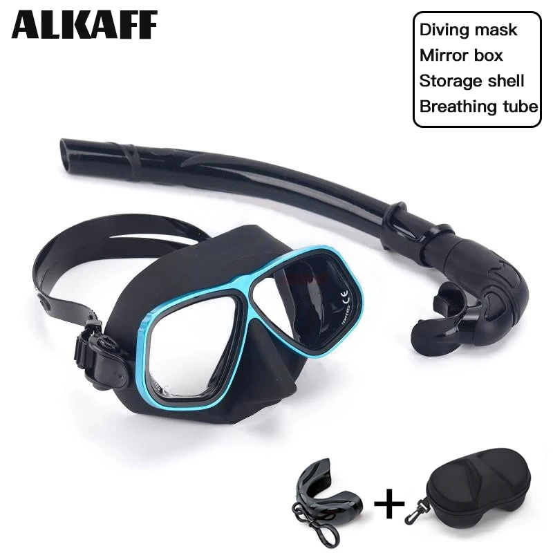 NEW Low volume aluminum alloy scuba dive mask Breathing Tube kits snorkel equip full face free diving goggles for Adults