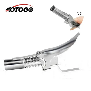 

Silver Heavy-Duty Quick Release Grease Gun Coupler onto Zerk Fittings 10000 PSI 1/8" NPT Two Press Easy to Push Accessories