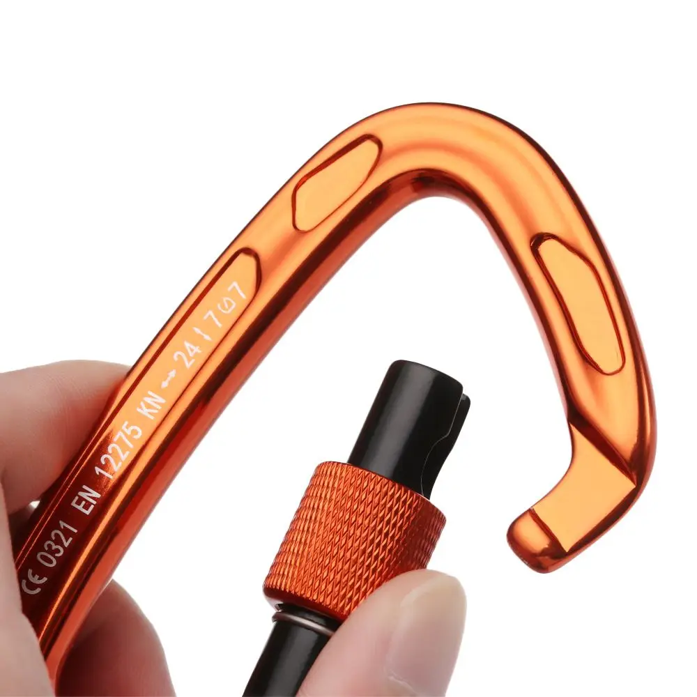 Climbing Carabiner 12/23/24/25KN Professional D Shape Safety Aluminum Key Hooks Security Master Lock Outdoor Hiking Tool
