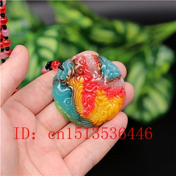 

Natural Color Hetian Jade Stone Dragon Phoenix Pendant Necklace Chinese Jadeite Jewelry Charm Amulet Carved Gifts for Women Men