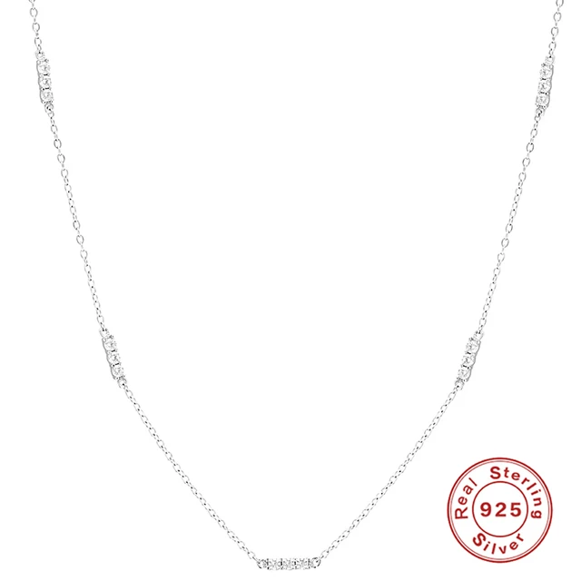 BOAKO Necklace 925 Sterling Silver Jewelry For Women 2020 Sequins Cadena Plata Fashion Jewelry Choker Crystal Gold/Silver #8.5 33