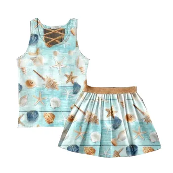 

Fashion baby girl shell sea food wholesale boutique kids clothes outfit