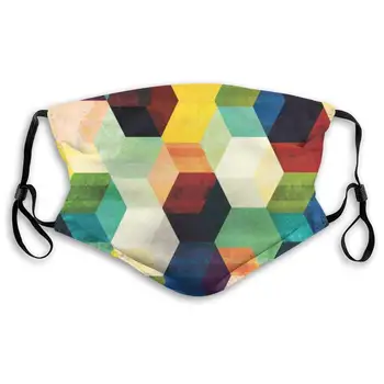 

NYF Rhombus Pattern Grunge Effect Hexagonal Pattern Colorful Geometric Mosaic Artwork Comfortable Cycling Dustproof Breathing