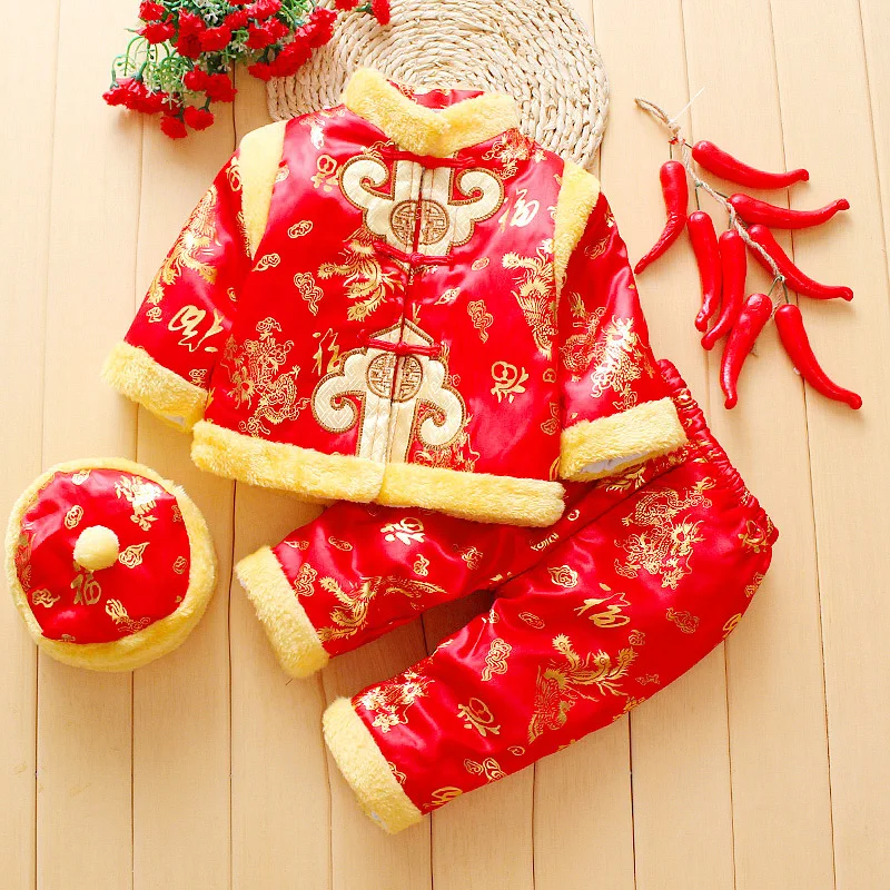 Китайский костюм Тан детская традиционная одежда для детей, Новогодняя классическая одежда для мальчиков и девочек, теплый костюм с принтом детская форма ханфу - Цвет: Color 2