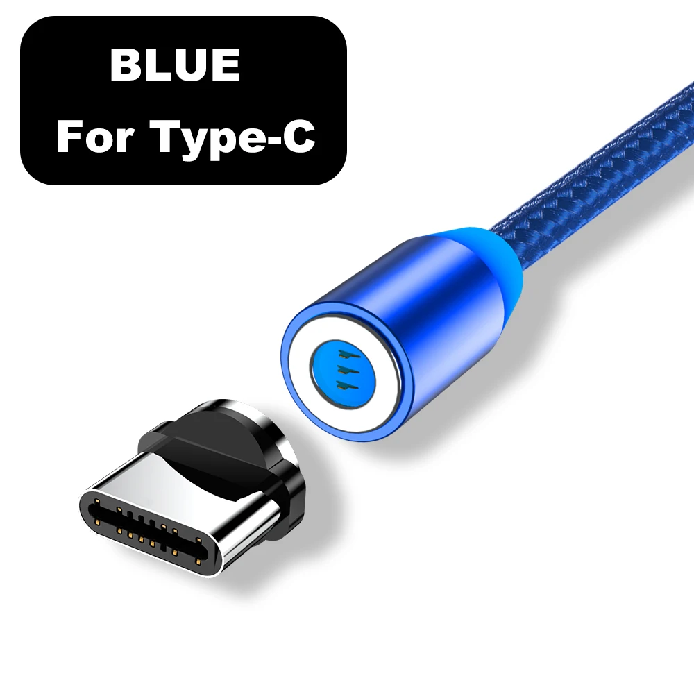 Vanniso, 3 А, быстрая зарядка, 1 м, 2 м, магнитный USB кабель, Тип C, Micro USB кабель для iphone, samsung, магнитное зарядное устройство, провод, кабель для телефона - Цвет: Blue For Type C