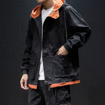 

Spring Jacket Men Hooded Casual Hip Hop Jacket Men Coat Fashion Windbreaker Men Young Jackets and Coats Chaquetas Hombre M-5XL