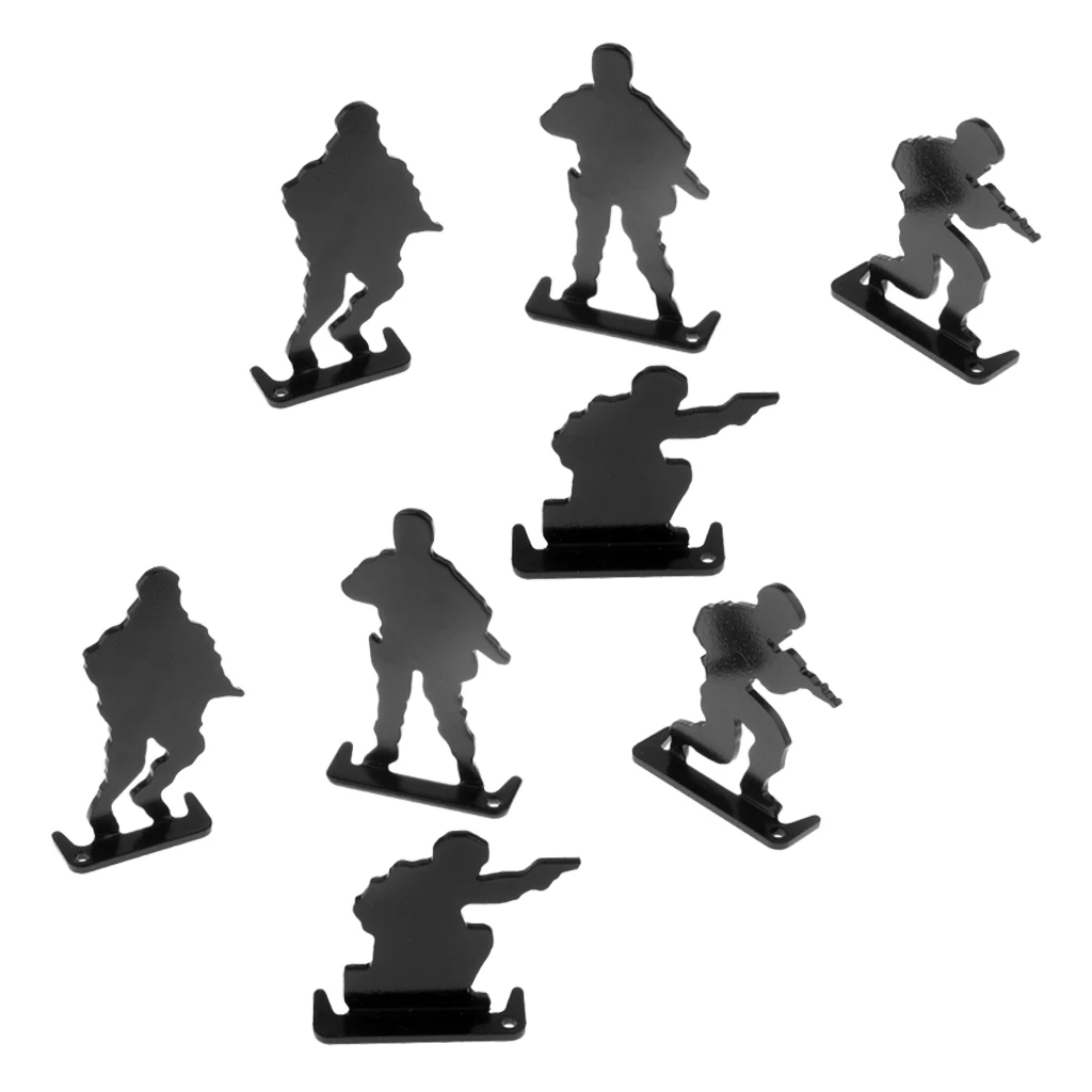 8pcs Metal Shooting Targets Plinking Target 4-Postures Design Mini Soldiers Silhouette