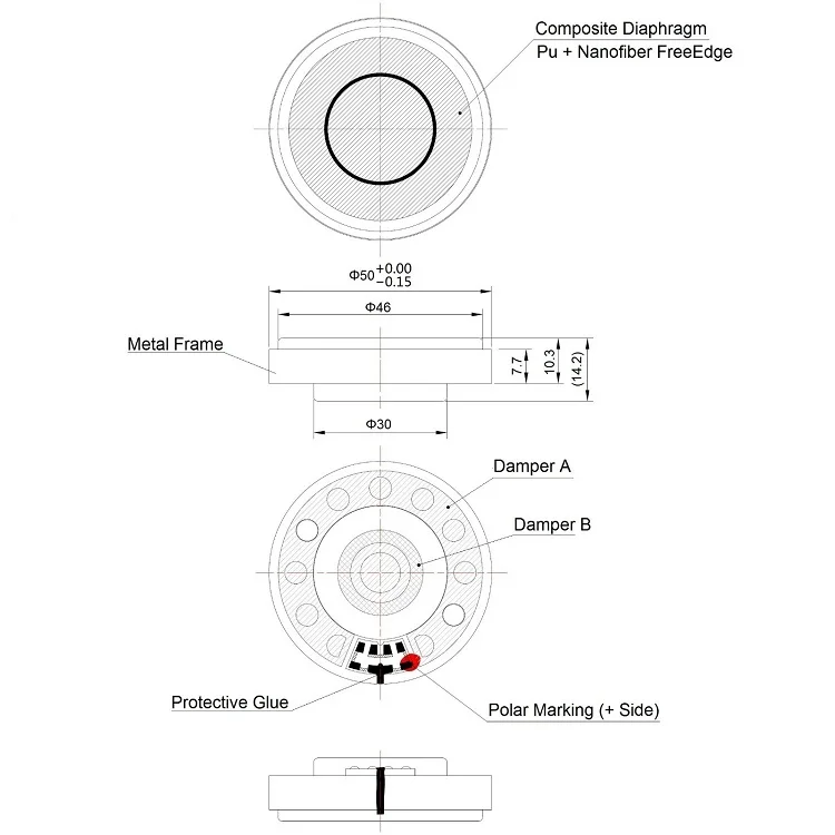 HIFI 50mm Headphone Speaker Unit 24ohm Over Ear Headset Driver For AH-D9200 Earphone Repair Parts Nanofiber Free edge New 2PCS