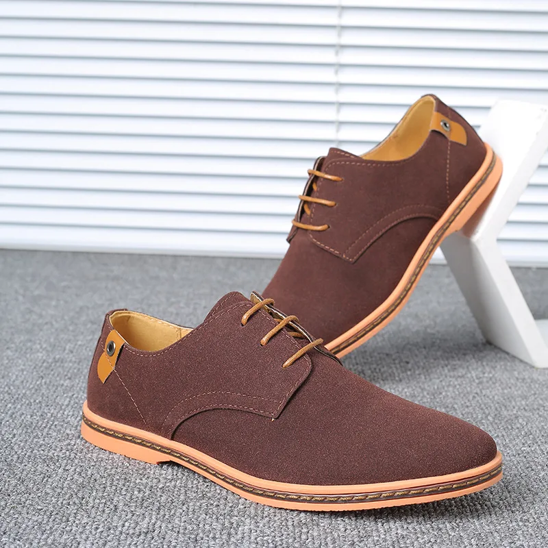 2022 Spring Suede Leather Men Shoes Oxford Casual Shoes Classic Sneakers Comfortable Footwear Dress Shoes Large Size Flats 3
