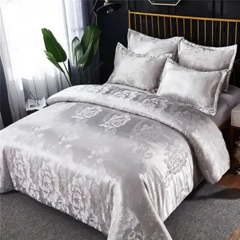 

50 Comforter Set Queen Gray Luxury Flower Bedding Set Home Textiles King Jacquard Duvet Cover