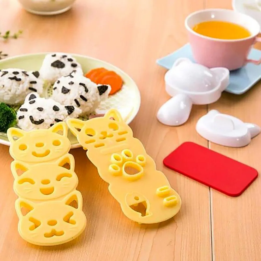 3 PC Cute Cartoon Rice Ball Molds Cat Shape Sushi Balls Maker Mould