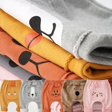 Штаны для малышей с мультяшными наклейками; большие штаны с принтом животных; повседневные спортивные штаны для мальчиков и девочек; сезон зима-осень