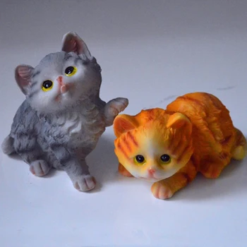 

4PCS Simulation Kitten Decoration Resin Crafts Desktop Counter Decoration Pet Animal Model