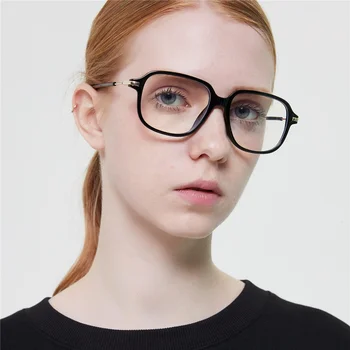 

Transparent Square Reading Glasses Women Anti Blue Light Ray Lenses Semi-Rimless Reading Glasses Protection Office Computer