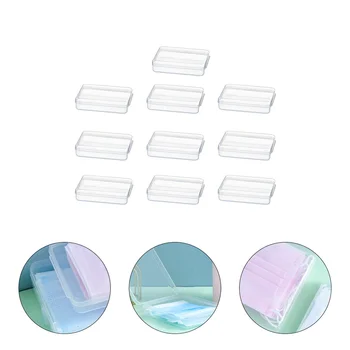 

10pcs/Pack Transparent Plastic Mask Box Organizer Disposable Mask Storage Box Face Cover Storage Case Mask Container