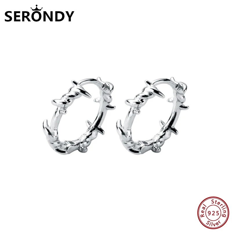 

SERONDY Rattan Thorns 925 Silver Earrings For Women Unusual Jewelry Hoop Earrings 2020 New Hit Undefined Female Gift ED10921