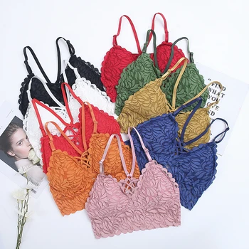 

Sexy Backless Bra Women Lace Bralette Comfort Vest Wirefree Lingerie Padded Brassiere Fashion Halter Underwear For Girls #F