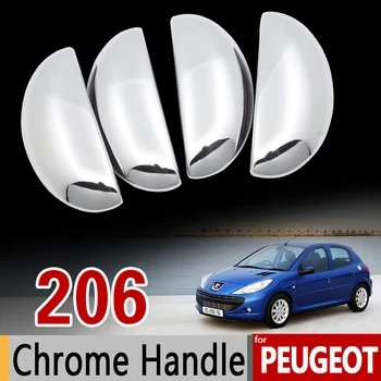 

for Peugeot 206 206+ 206sw 206cc Sedan Chrome Handle Cover Trim Set 1998 1999 2002 2005 2006 Car Accessories Sticker Car Styling